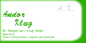 andor klug business card